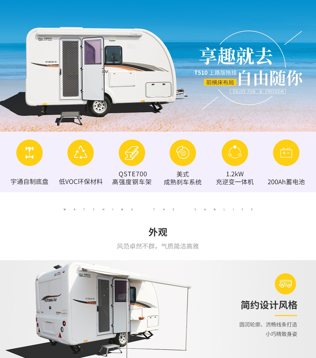 宇通T510上路版拖挂（前横床布局）